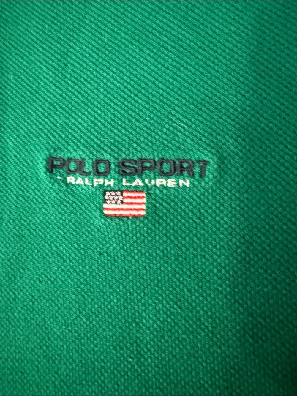 Polo Sport Ralph Lauren Polo Shirt XL Green USA Flag Embroidered 100% Cotton